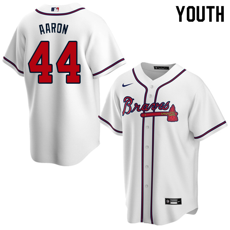 Nike Youth #44 Hank Aaron Atlanta Braves Baseball Jerseys Sale-White